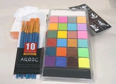 26 Colors Body Face Paint Cosplay Makeup Palette Professional 10 Brushes Kit