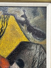 MID CENTURY PAINTING SURREALIST LANDSCAPE MODERNISM MEXICAN VOLCANO MEXICO LOCO