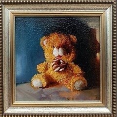 original oil painting framed, soft toy portrait, painting for children’s room