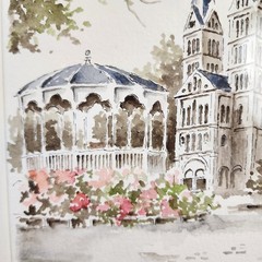 VTG Original Framed Water Color Painting Netherlands Church Signed Gallery Wall