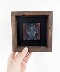 Original OOAK Painting: 6×6 Inches Small Artwork Miniature Black Red