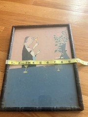 Vintage 1964 Original Mid Century Modern Painting Signed Gentleman Drinking Wine