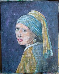Earring with a Girl copy of Vermeer 8×10 Painting original card panel by CROWELL