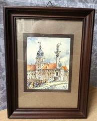 Vintage Watercolor Painting Landscape City Impressionism fram Poland Warsaw