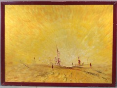 Possibly American Artist Painted In The Style Of Alberto Giacometti Circa 1950
