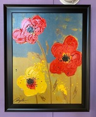 Large Framed Hand Embellished Giclee – Flowers by Dominic Pangborn