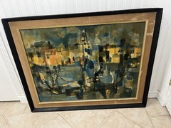 Vintage Original Marcel Mouly Abstract Oil Painting Signed Dated 1957
