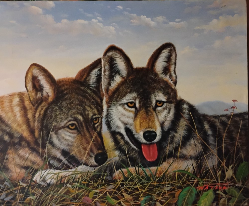 „Wolves“ by Watson 20×24 Wildlife Predator Original Oil/Canvas