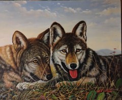 „Wolves“ by Watson 20×24 Wildlife Predator Original Oil/Canvas