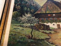 Vintage 1946 oil on board painting traditional German Blackforest signed Geotze