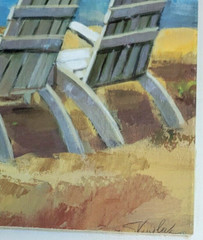 25×13 Inch Signed Sunny Beach Panel Painting on Wood – Original Artwork
