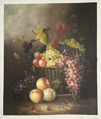 Original Oil Painting On Canvas~Grape In Basket