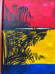 JASPER JOHNS DRAWING ON ANTIQUE WOOD, FRAMED ON WOOD, SIGNED AND SEALED