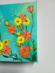 Art 6″/6″ Wild Flowers Original Oil Painting Bouquet. Valentine’s Day Sale