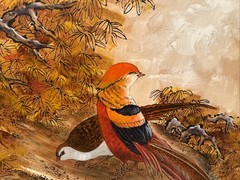 Stunning Oversized Original Signed Painting Artist Lee Reynolds Birds Landscape