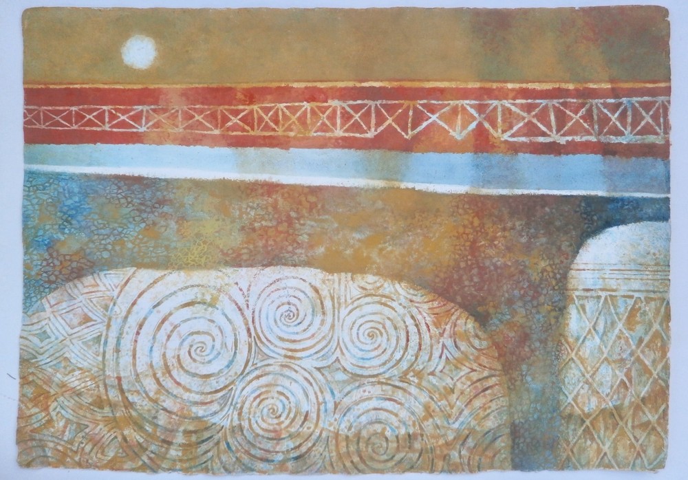 Abstract Architecture 31 x 23 Casein Painting-1970s-William Gorman