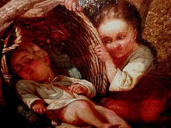 Barbizon Romantic Oil Paint with 2 person and animals circa 1750-1820?