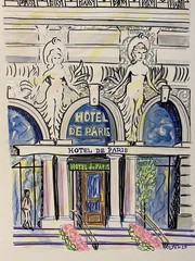 Hotel de Paris Monte Carlo | Monaco Watercolor Painting K C Jones Art Riviera
