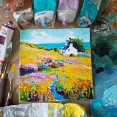 Ireland Original Painting Irish Cottage Oil Painting Unframed 6х6