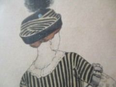 ANTIQUE ART DECO PAINTING PORTRAIT WOMAN BLACK AMERICANA SIGNED SIMEON 1910’S