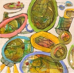 WALKING IN CIRCLES III Original Abstract SHAPES Painting Judie Mulkey Signed