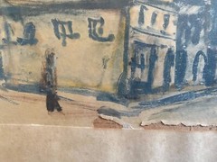 Aquarell Circa 1900 Unreadable Signed Antique Old Town Alley Impressionist Alley