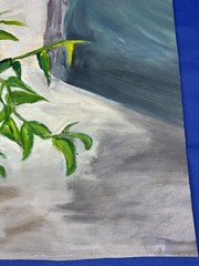 C.1950 STILL LIFE Painting, Oil on Paper 19.75″ x 17.25″ Plant in Yellow Pitcher