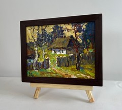 Oil Painting Houses Near The Forest O. Ivanyuk Unframed Original nAAA4509