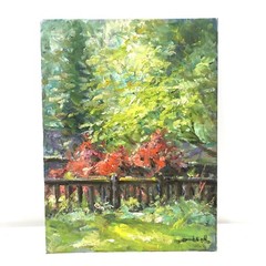 Original Artwork 9”x12” Oil On Canvas Panel By The Fence By Tadeusz Seidel