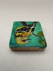 Goldfinch Finch Bird Art Miniature Oil Painting Original Scrabble Tile OOAK