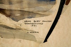 Mid Century Watercolor by J. Adams “Suey Ranch”