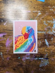 ACEO*Art Print of an Original Rainbow Duck Acrylic Painting *Art Print. 2.5×3.5