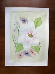 Floral Watercolor and Acrylic Painting On Paper 9×12 Signed by Artist