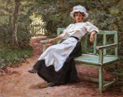 French Oil Painting Impressionist Framed Portrait of Young Woman on Panel 1900