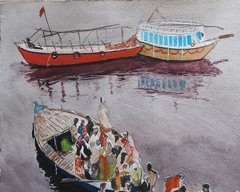Original Painting in Watercolor „Varanasi, India“ 16″x 12″