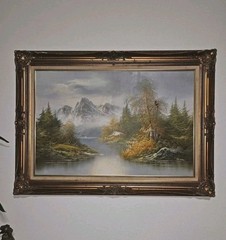 VTG 35 ½ x 23 ½ (core) Signed FRANK Romanticism Style Canva Painting Landscape