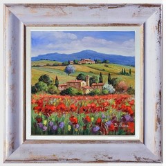 TUSCANY PAINTING FLOWERS LANDSCAPE ORIGINAL CHIRICI ITALIAN Toskanische malerei