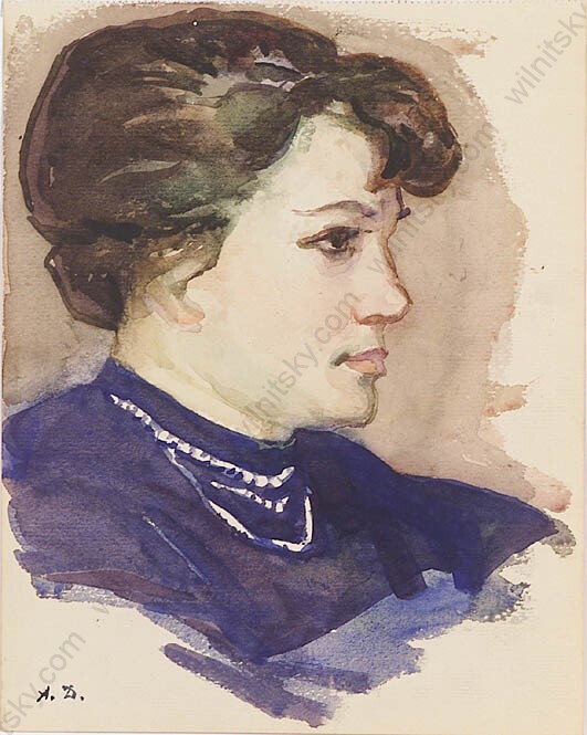 Anatoli Dovzhenko (1932-1991), „Portrait of a woman“, watercolor, 1960s (1)