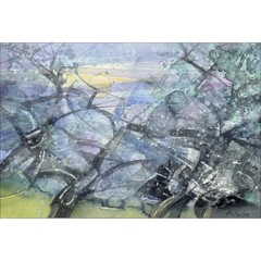 HILAIRE Camille – Original watercolor „Normandy Orchard“ 43x62cm