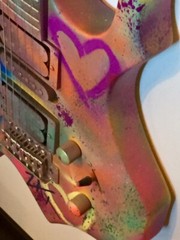 E.M.Zax-Pop Artist Original Painted Guitar-Signed by Artist-Wood Frame-C.O.A.