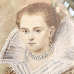 Antique Round Hand Painted and Signed Women’s Portrait in Original Frame.