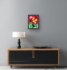 Aleph Original Botanical14x11 Abstract Expressionist Original Painting Canvas