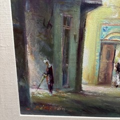 Vintage Oil Painting Constantinople City Scene Mosque Framed 25×21”