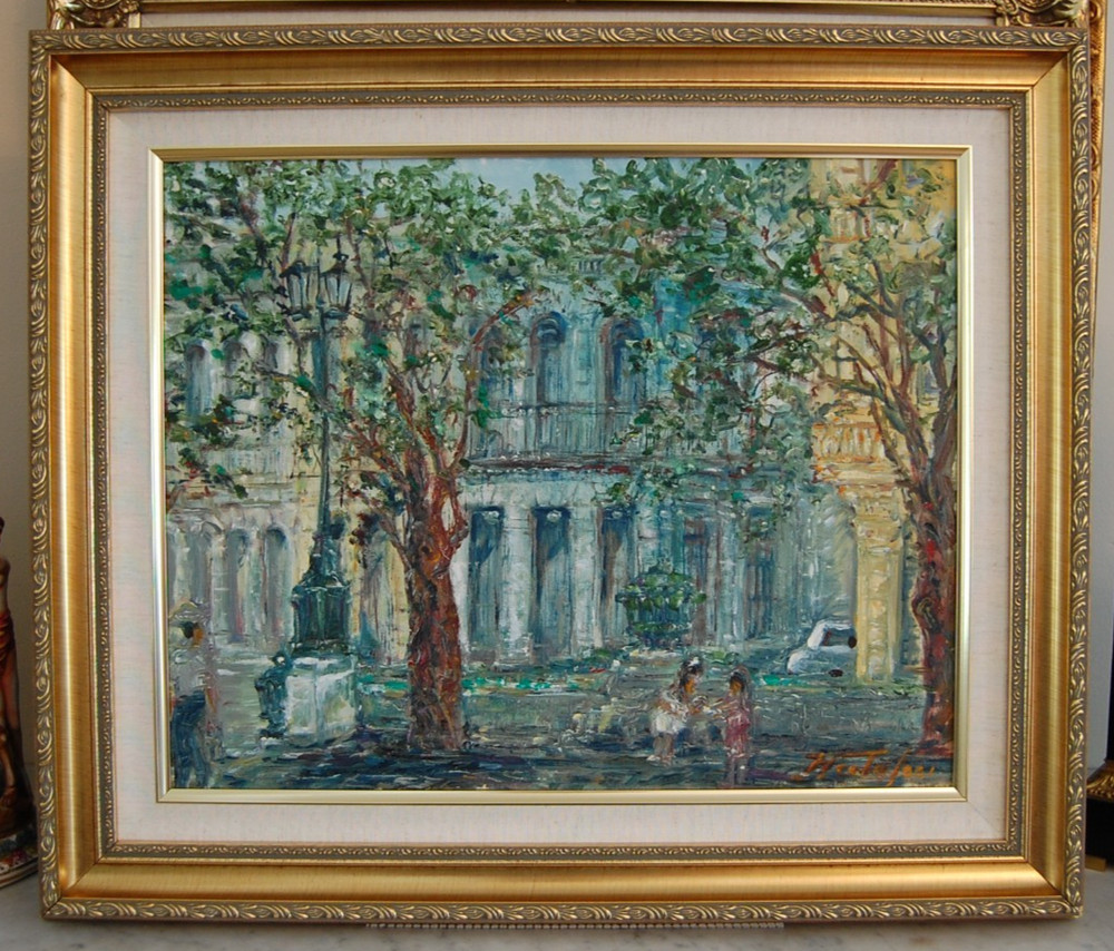 ORIGINAL FRAMED OIL PRADO BOULEVARD SCENE OLD HAVANA, CUBA ARTIST: HECTO VIDAL
