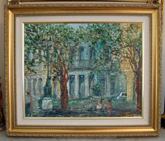 ORIGINAL FRAMED OIL PRADO BOULEVARD SCENE OLD HAVANA, CUBA ARTIST: HECTO VIDAL