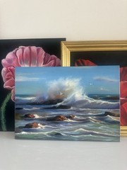 Oil Painting Seascape Waves Rocks Sea 35x50cm Canvas 13,7×19,6 Inch Wall Art