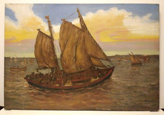 LISTED AMERICAN MARSHALL FRY Sd ORIGINAL O/C ANTIQUE MARITIME SAILING SHIPS