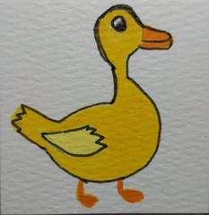 Whimsical Duck Yellow Animals Original Painting 12×12 Impressionist Canvas GAT
