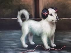 10″x8″ 100% Hand Painted Oil Painting on Canvas-unframed-Cute dog Puppy Animal