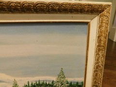 Vtg Oil Painting Winter Scene Birch Trees Mountain River Framed Signed ANA Art